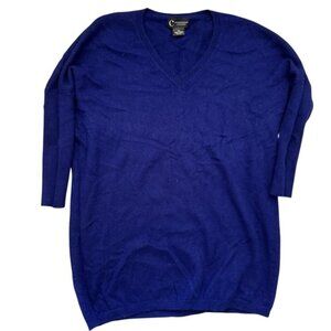 C by Bloomingdale's Blue V-Neck 3/4 Sleeve Cashmere Sweater Sz XS/S